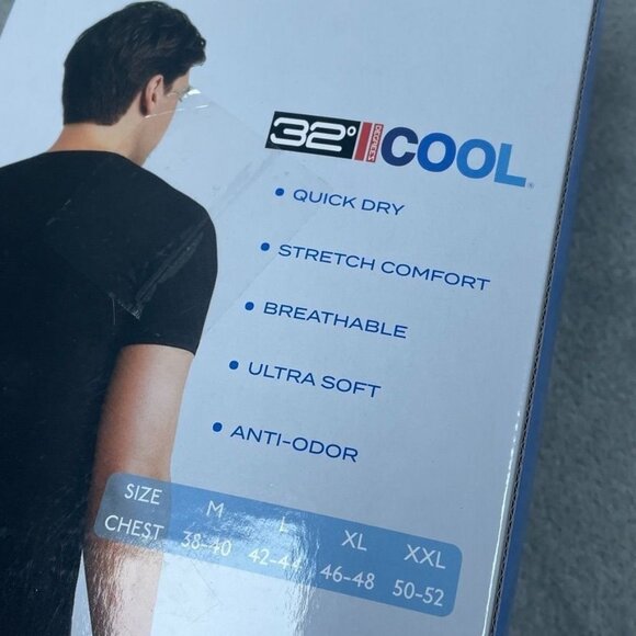 32 Degrees Cool Mens 3-Pack Crew Neck T-Shirts XL Black 6993 - Picture 2 of 4
